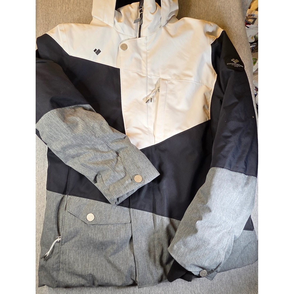 Obermeyer Kids Teen XL 18 Ski Jacket Colorblock Hooded Winter Coat Black White